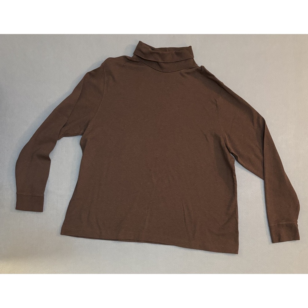 Vintage Women's Brown Lands' End‎ Turtleneck Shirt Size 2X. 100% Cotton